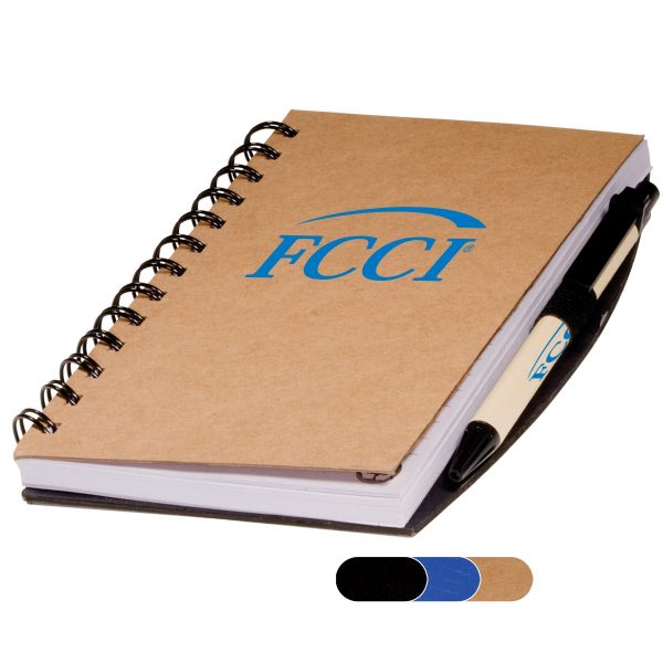Eco Easy Notebook & Pen Combo features your logo on the cover of the journal and barrel of the pen.