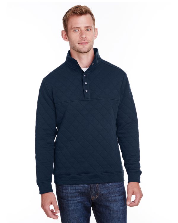 The Quilted Snap Pullover features your embroidered custom logo.