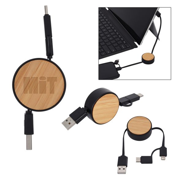 Bamboo Retractable 3-in-1 Charging Cable: $6.99